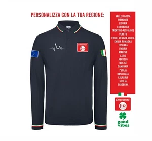 POLO manica lunga Tricolore EMERGENZA 112 italiana con PERSONALIZZAZIONE REGIONE - Foto 1 di 2