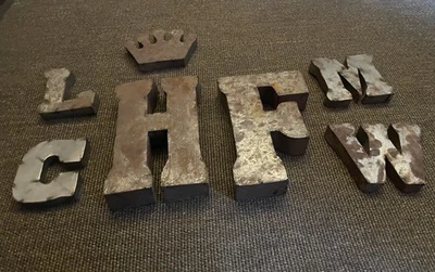 Lot of Rustic Vintage Metal Letters Welded See photos for letters/meaurements - Image 1 of 4