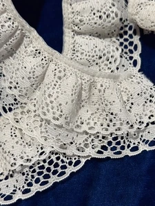 Ruffled Lace Trim Off White 2" Wx 27" Vintage Salvaged - Picture 1 of 5