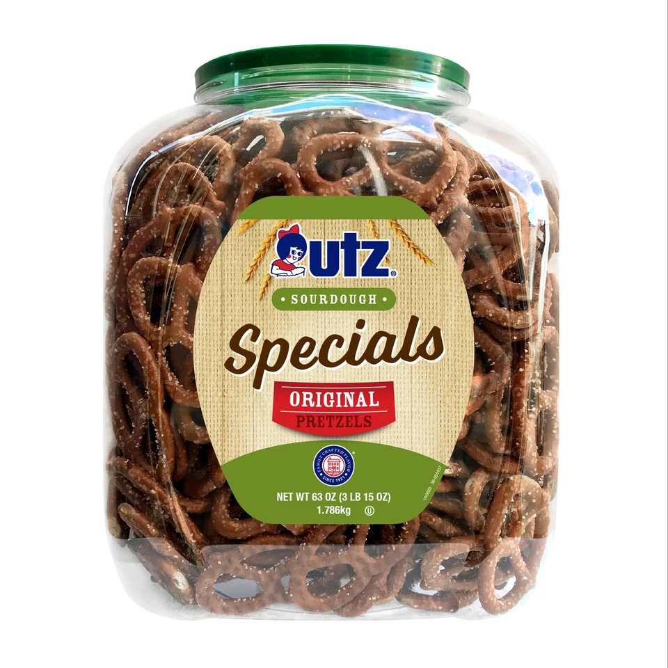 Utz Sourdough Specials Pretzels Original 63 oz. Barrel Classic Pretzel Kno...