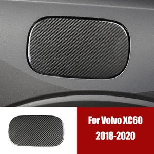 Black Carbon Fiber Car Gas Cap Fuel Filler Tank Trim Cover For Volvo XC60 2018+ - Picture 1 of 6