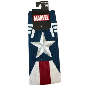 MARVEL CAPTAIN AMERICA Crew Socks Size 10 - 13 Ages 14 & Older - Picture 1 of 6