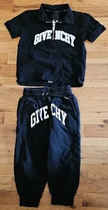 Set Givenchy Logo Boys Sweat Pants Polo Shirt Age 4 Years Black - Picture 1 of 8