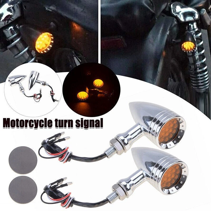 Luz trasera intermitente de freno de bala LED cromada para motocicleta para Harley Foto 1 de 4