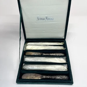Neiman Marcus Godinger Floral Set/6 Silverplate Butterpastete Streuer Samt Box - Bild 1 von 5