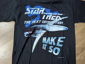 Camiseta Star Trek The Next Generation Vintage 1995 Talla Grande Make It So Black - Imagen 1 de 4