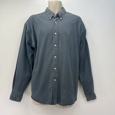 Yves Saint Laurent Shirt Vintage Men’s Size Large 90’s Grey Long Sleeve YSL - Image 1 of 4