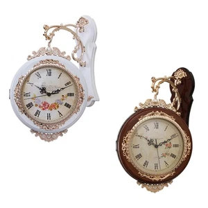 Doppelseitige Wanduhr Deko Kunst Uhr rund nicht tickend leise Retro - Bild 1 von 13
