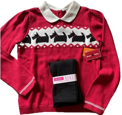 Gymboree TCP Girls Size 10 LS Scotty Dog Red Sweater & Leggings NWT New - Image 1 of 4