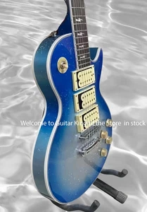Custom electric guitar, ACE frehley 3 pickup, metallic blue flashing dot, 3698 - Picture 1 of 10