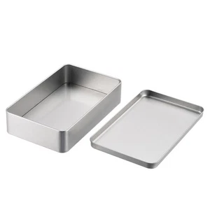 Metal Tin Box 7.09"x4.33"x1.57" Empty Tinplate Storage Containers , Silver - Picture 1 of 4