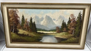 B411 Neswadba Gerhard (1941) Öl Leinwand "Herbsttag" Gemälde Fluss Landschaft - Picture 1 of 12