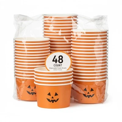 48 Piezas 16 OZ Halloween Desechables Golosinas Snack Cuencos Tazas de Papel Fiesta Cuencos Pu... Foto 1 de 4