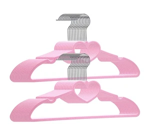 Appendiabiti in Plastica Confezione da 20, Appendiabiti Rosa Ultra Sottili Salvaspazio-Carino Cuore Appeso... - Foto 1 di 7
