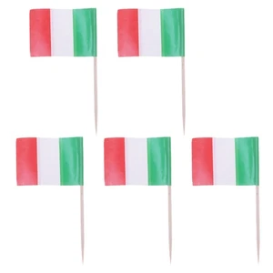 100 Pcs Toothpick Flag Child Italian Flags Sticks Small Cupcake Toppers - Picture 1 of 12
