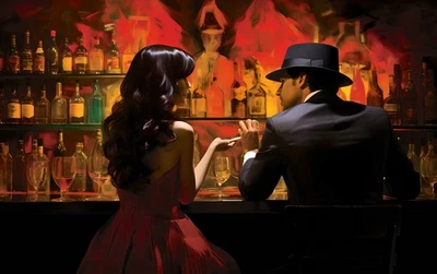 Arte occidental Cigar Bar Hombres y Mujeres Figuras Pintura al Óleo Impreso en Lienzo Decoración Foto 1 de 4