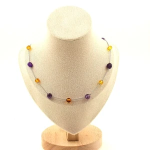 Collar Cuentas Ámbar Auténtica de La Mar Báltico + Amatista De Tamaño Custom - Imagen 1 de 5