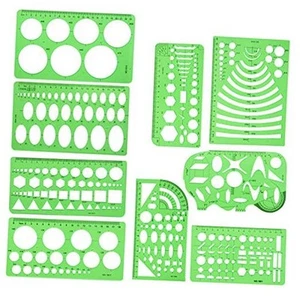 9 PCS Drawing Templates Plastic Rulers Multi-Function Measuring Rulers with - Picture 1 of 8