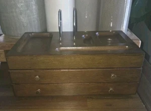 Vintage Mahagoni Holz Waschtisch Kommode Schmuckkästchen JAPAN 2 Schubladen Holz Schrank74 - Bild 1 von 16