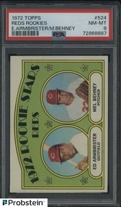 1972 Topps Reds Rookies w/ Ed Armbrister Mel Behney #524 RC Rookie PSA 8 - Picture 1 of 2