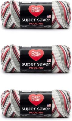Red Heart Super Saver 高级纱线 - 3 件装 141G/5 盎司 - 丙烯酸 - 4 中号(磨损) — 第 1/4 张图片