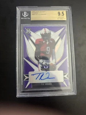 2021 Leaf Valiant #BA-TJV T.J. Vasher Purple BGS 9.5 #/25 - Image 1 of 2