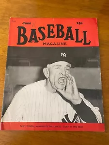 Baseball Magazine - June 1951 w/ Casey Stengel On Cover - Picture 1 of 1
