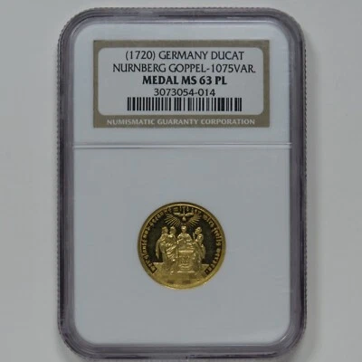 ND 1720 Germany Gold Ducat - Jesus Baptismal Nurnberg Goppel 1075 - NGC MS63 PL - Image 1 of 4