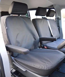 VW Transporter T5 Genuine Fit Waterproof Heavy Duty Tailored Seat Covers Black - Picture 1 of 8
