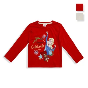 Disney Frozen Elsa Long Sleeve Christmas Girl Christmas T-Shirt 5565 - Picture 1 of 10