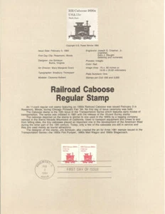 #8407 11c Estampilla en bobina de ferrocarril caboose - Scott #1905 página de recuerdos de USPS - Imagen 1 de 1