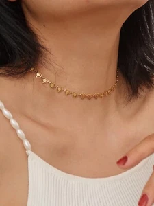 Heart Choker Necklace, Non Tarnish Chain Necklace in Gift Box - Picture 1 of 5
