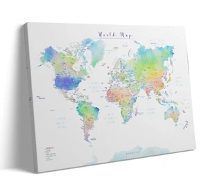 Maps International Giant World Map Poster Canvas Print Wall Art Pictures Artwork - Picture 1 of 5