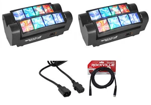 2) Rockville Spyder LED 8) Beam Moving Head Motorized DMX DJ/Party/Club Lights - Picture 1 of 12