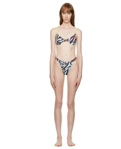 NWT XXL DOS SWIM SSENSE Blue & Brown Paloma & Luz Bikini Zebra Swimsuit - Picture 1 of 2