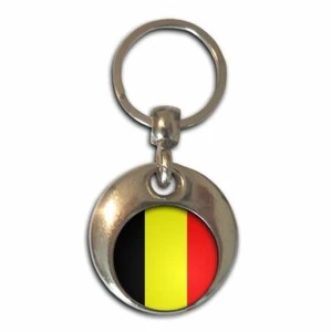 Belgium Flag Round Metal Key Ring (37mm x 37mm) - Picture 1 of 2