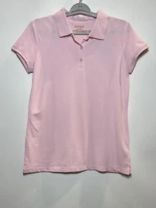 Girls' Short Sleeve Pique Uniform Polo Shirt - Cat & Jack Pink L(10/12) - Picture 1 of 2