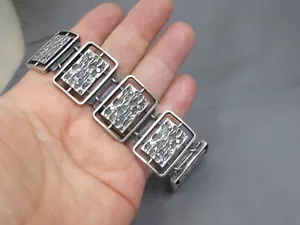 BRAZALETE LINK GUY VIDAL Canadá BRUTALISTA/mediados de siglo con textura tono plata - Imagen 1 de 5