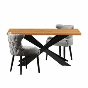 Blanco de Lujo Mesa de Comedor Juego Terciopelo Sillas 4 Y 6 Asiento - Imagen 1 de 37