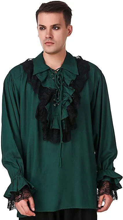 Camisa Disfraz Pirata Renacimiento Medieval Para Hombre Halloween Larp Juegos con disfraces Camisa 1003 Foto 1 de 2