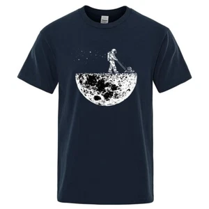 Funny Astronaut Print T-Shirt – Loose Oversize Cotton Summer Hip Hop Tee for Men - Picture 1 of 11