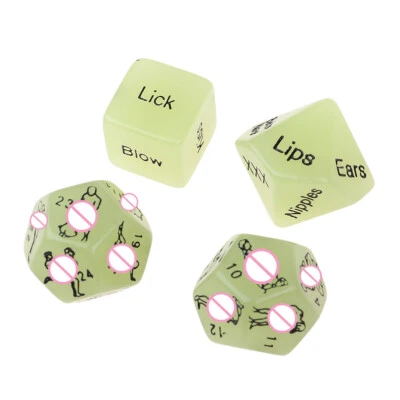 4Pcs Sex Position Love Action Dice D12 D10 D6 for Erotic Glow Night Play Toy - Image 1 of 4
