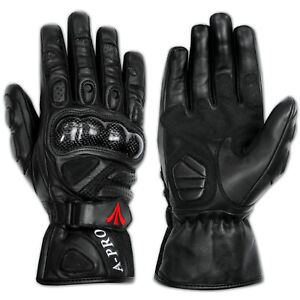 Sport Max Carbon Protectors Motorcycle Biker Leather Sport Gloves Sonicmoto