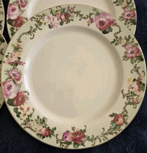 Grace Teegeschirr Rosa Blumen 10 1/2" Feines Porzellan Essteller 4er Set Neu - Bild 1 von 7