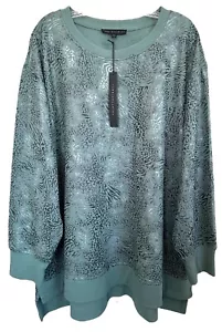 Jane & Delancey Women's Pullover Top Animal Print Long Sleeve Plus Size 3X Green - Picture 1 of 8