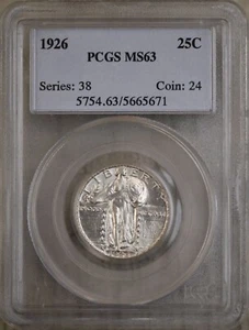 1926 Standing Liberty Quarter PCGS MS63 Great Eye ~ 90+% Full Head - Picture 1 of 7