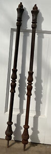 Antique Old Cast Iron Architectural Fence Posts 38" Set of 2 19th Century Vtg
