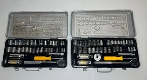 2 Vintage Kmart 41 pc Metric/SAE 1/4 & 3/8 Ratchet Socket Sets And Case. - Picture 1 of 19