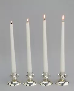 Handsome Set 4 VTG German 800 Silver Hand Hammered E. Bode Low Candlesticks - Picture 1 of 7