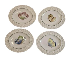 4er Set Italienische Majolika Oval Schmetterling Teller von Tamsen Top Zustand 7,75x6,5 - Bild 1 von 7